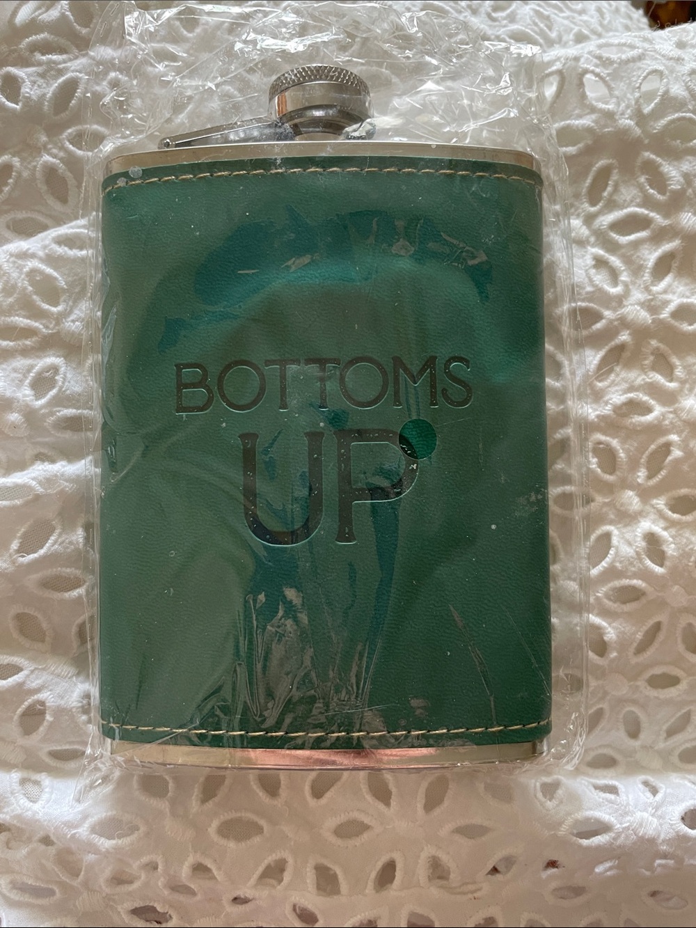 BOTTOMS UP Leather Wrapped Flask